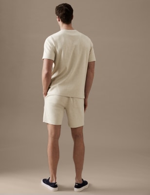 Textured Pure Cotton Jersey Shorts