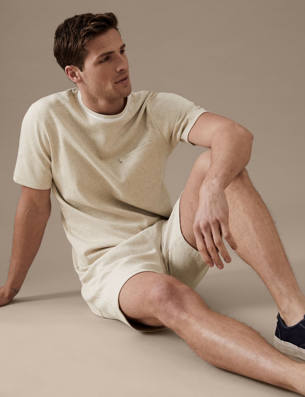 Textured Pure Cotton Jersey Shorts image 5