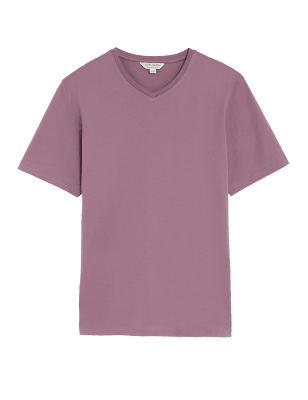 

Mens Autograph Pure Supima® Cotton V-Neck T-Shirt - Dusted Plum, Dusted Plum