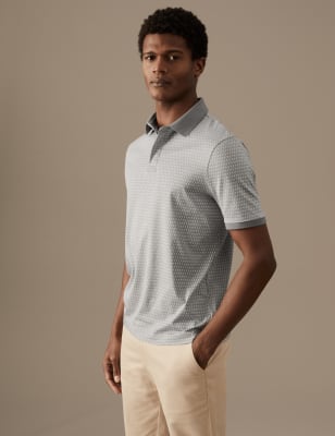 

Mens Autograph Pure Supima® Cotton Printed Polo Shirt - Grey Mix, Grey Mix