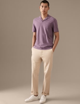 

Mens Autograph Linen Blend Revere Polo Shirt - Dusted Plum, Dusted Plum