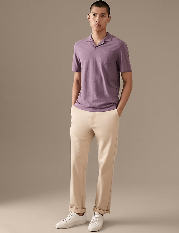 Linen Blend Revere Polo Shirt - GR