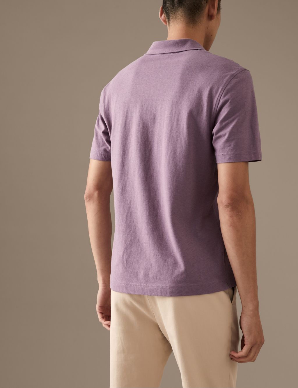 Linen Blend Revere Polo Shirt image 3