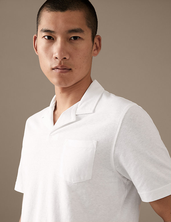 Linen Blend Revere Polo Shirt - CZ