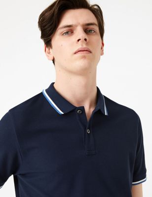 Pure Cotton Wide Tipped Polo Shirt | M&S Collection | M&S