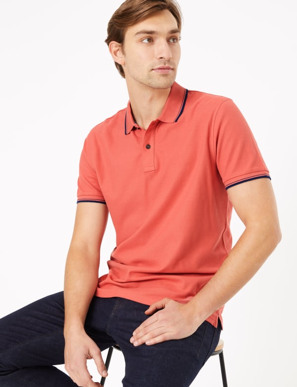 Pure Cotton Textured Polo Shirt