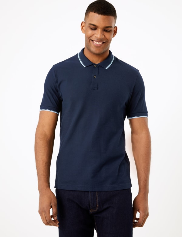 Pure Cotton Textured Polo Shirt