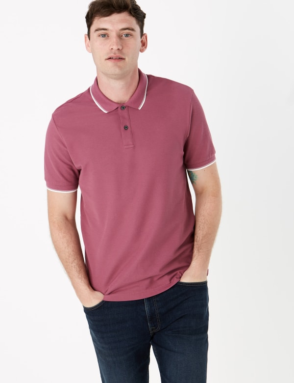 Pure Cotton Textured Polo Shirt