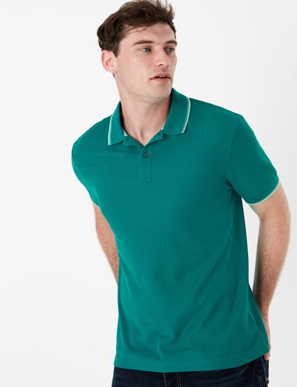 Pure Cotton Textured Polo Shirt