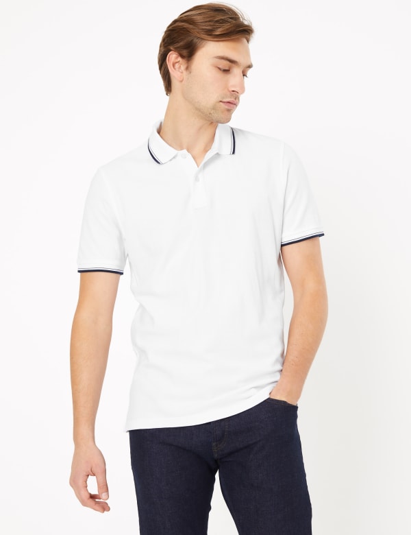 Pure Cotton Textured Polo Shirt