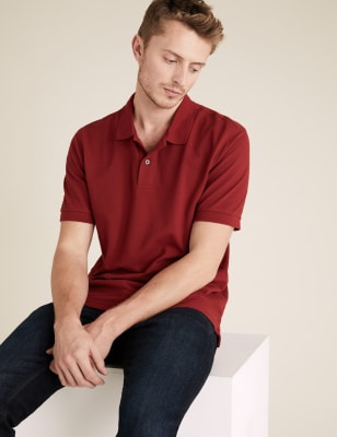 

M&S Collection Polo de piqué 100% algodónMens - Dark Red, Dark Red