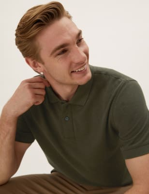 

Mens M&S Collection Polo de piqué 100% algodón - Khaki Marl, Khaki Marl