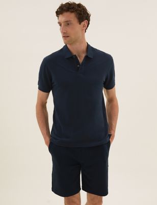 

Mens M&S Collection Pure Cotton Pique Polo Shirt - Dark Navy, Dark Navy