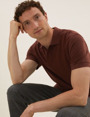 

Mens M&S Collection Piqué-Poloshirt aus reiner Baumwolle - Copper, Copper