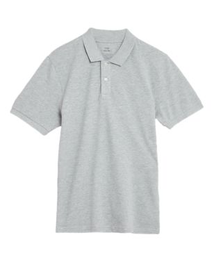 M&S Mens Slim Fit Pure Cotton Pique Polo Shirt