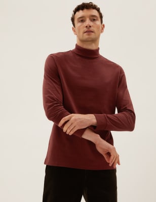 

Mens M&S Collection Brushed Cotton Long Sleeve T-Shirt - Burgundy, Burgundy