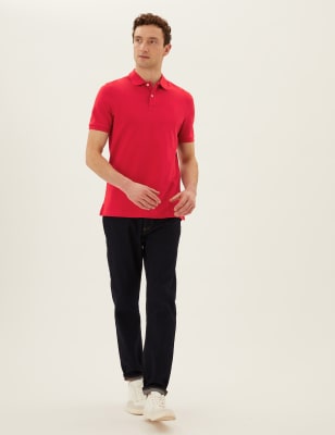 

Mens M&S Collection Piqué-Poloshirt aus reiner Baumwolle - Red, Red