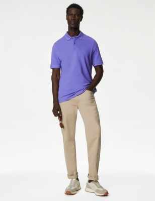 

Mens M&S Collection Pure Cotton Pique Polo Shirt - Purple, Purple