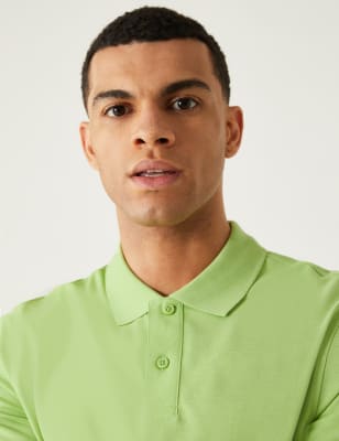 

Mens M&S Collection Pure Cotton Pique Polo Shirt - Lime, Lime