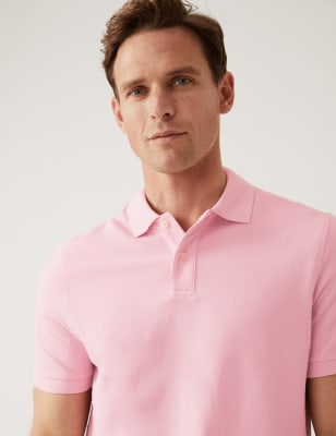 

Mens M&S Collection Pure Cotton Pique Polo Shirt - Rose Pink, Rose Pink