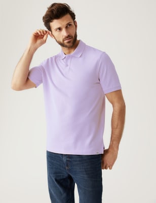 

Mens M&S Collection Piqué-Poloshirt aus reiner Baumwolle - Soft Lilac, Soft Lilac