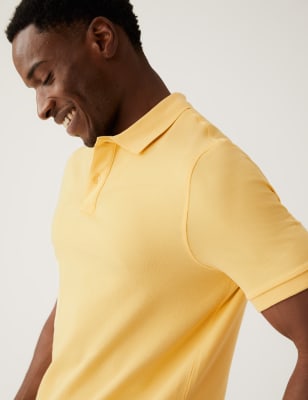 

Mens M&S Collection Piqué-Poloshirt aus reiner Baumwolle - Soft Yellow, Soft Yellow