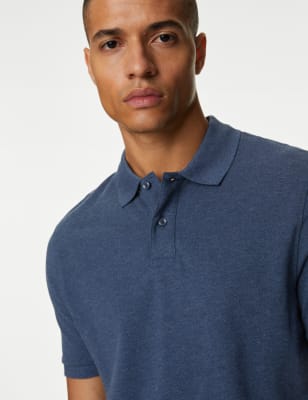 

Mens M&S Collection Pure Cotton Pique Polo Shirt - Denim, Denim