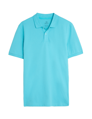 

Mens M&S Collection Pure Cotton Pique Polo Shirt - Light Aqua, Light Aqua