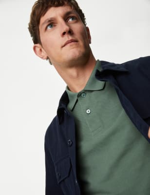 

Mens M&S Collection Pure Cotton Pique Polo Shirt - Antique Green, Antique Green