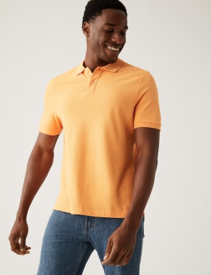 

Mens M&S Collection Pure Cotton Pique Polo Shirt - Bright Orange, Bright Orange