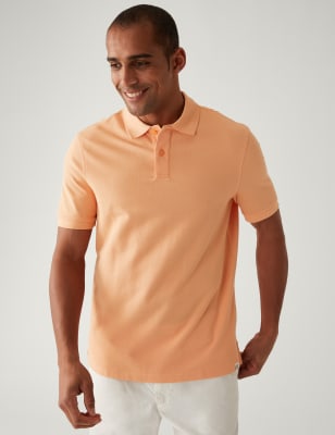 

Mens M&S Collection Pure Cotton Pique Polo Shirt - Peach, Peach