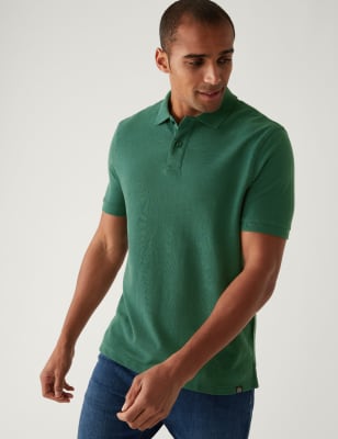 

Mens M&S Collection Piqué-Poloshirt aus reiner Baumwolle - Dark Evergreen, Dark Evergreen
