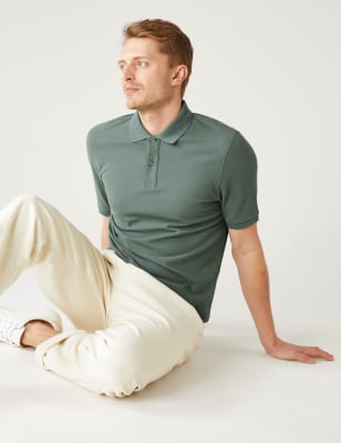

M&S Collection Polo ajustado 100% algodón de piquéMens - Dark Sage, Dark Sage
