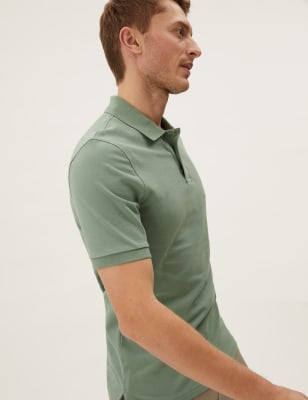 

M&S Collection Polo ajustado 100% algodón de piquéMens - Light Green, Light Green