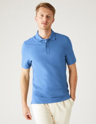 

M&S Collection Polo ajustado 100% algodón de piquéMens - Mid Blue, Mid Blue