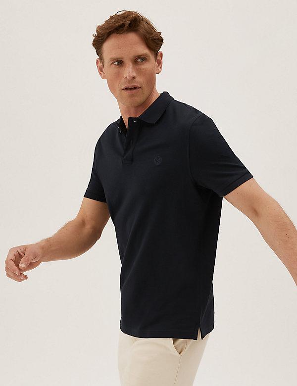 Pure Cotton Embroidered Polo Shirt - ID