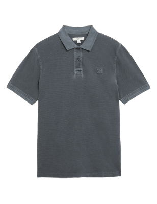 

Mens M&S Collection Pure Cotton Garment Dye Polo Shirt - Dark Graphite, Dark Graphite