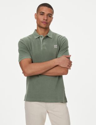 

Mens M&S Collection Pure Cotton Polo Shirt - Moss Green, Moss Green
