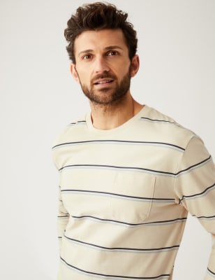 

M&S Collection Camiseta gruesa de rayas 100% algodónMens - Ecru, Ecru