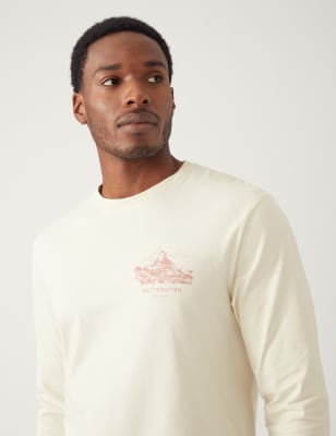 

M&S Collection Camiseta 100% algodón con gráfico del monte CervinoMens - Ecru, Ecru