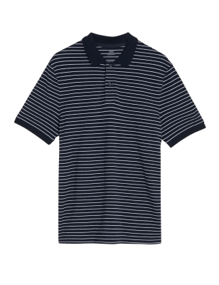 

M&S Collection Polo de piqué a rayas 100% algodónMens - Dark Navy, Dark Navy