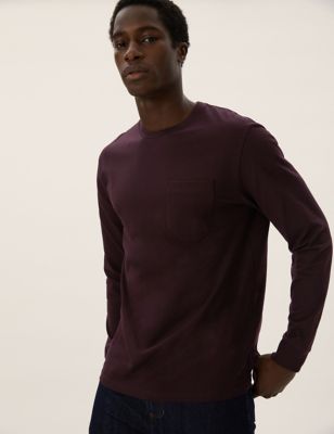 

Mens M&S Collection Pure Cotton Heavyweight Long Sleeve T-Shirt - Dark Burgundy, Dark Burgundy
