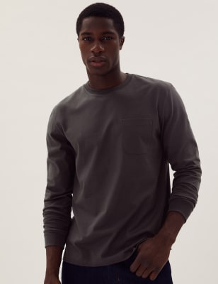 

Mens M&S Collection Pure Cotton Heavyweight Long Sleeve T-Shirt - Carbon, Carbon