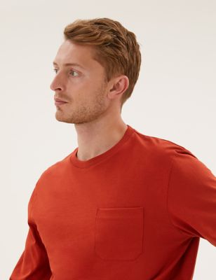 

Mens M&S Collection Pure Cotton Heavyweight Long Sleeve T-Shirt - Dark Orange, Dark Orange