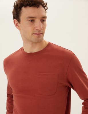 

M&S Collection Camiseta pesada 100% algodón de manga largaMens - Burnt Sienna, Burnt Sienna