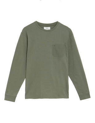 

Mens M&S Collection Pure Cotton Long Sleeve T-Shirt - Khaki, Khaki