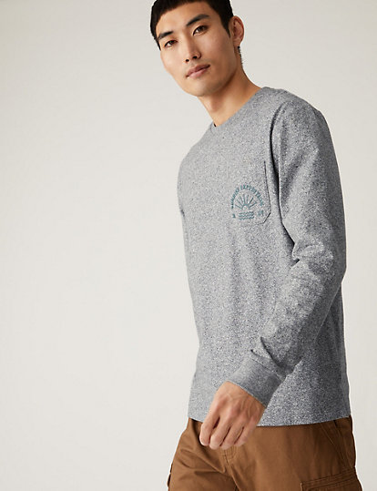 Pure Cotton Graphic Long Sleeve T-Shirt