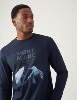

Mens M&S Collection Pure Cotton Mountain Graphic T-Shirt - Dark Navy, Dark Navy