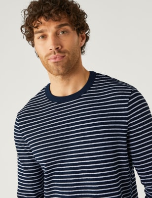 SSLR Mens Striped T Shirt Cotton Tee Shirts Crewneck Long Sleeve