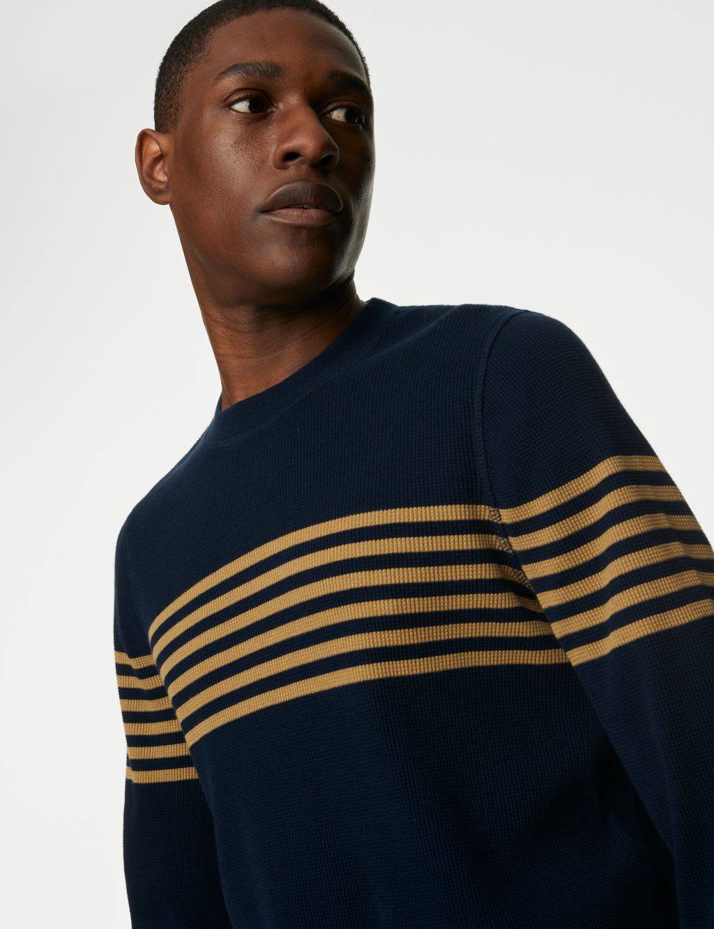 Pure Cotton Striped Waffle Sweatshirt image 4